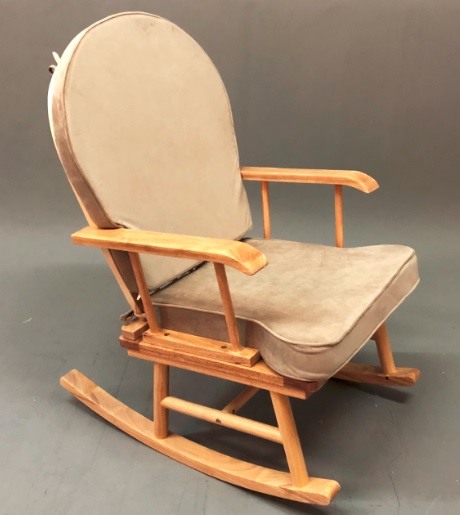 Rocking Chair- Natural-velvet-Khaki